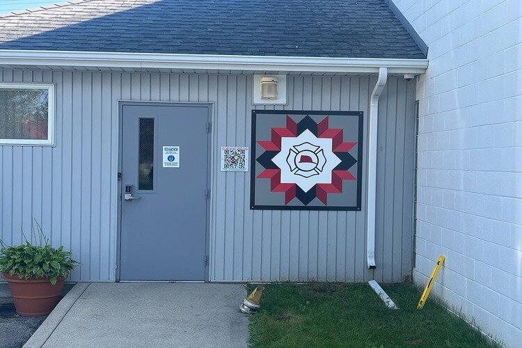 Harsens Island Fire Station quilt block.