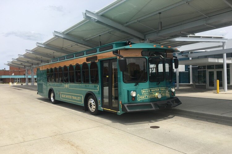 Historic Trolley at the Downtown Transit Center in Port Huron.