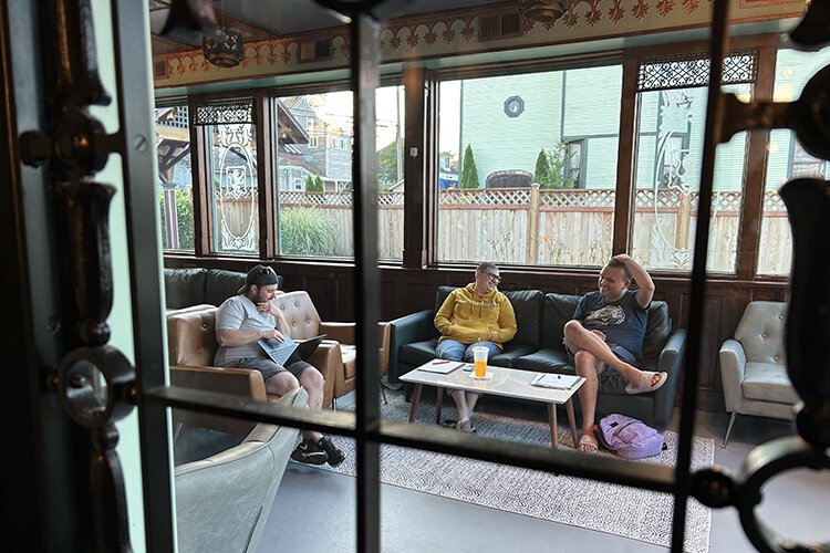 Community members gather at the Blue Water Ally Center in downtown Port Huron.