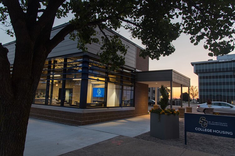 St. Clair County Community College campus housing along Huron Street in downtown Port Huron, Michigan.