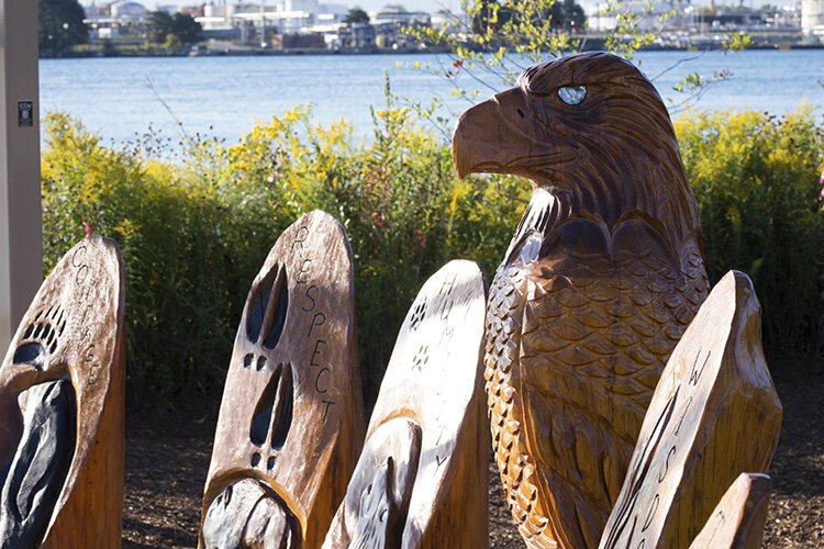 Garrett Nahdee's artwork can be found along the Blue Water River Walk in Port Huron.
