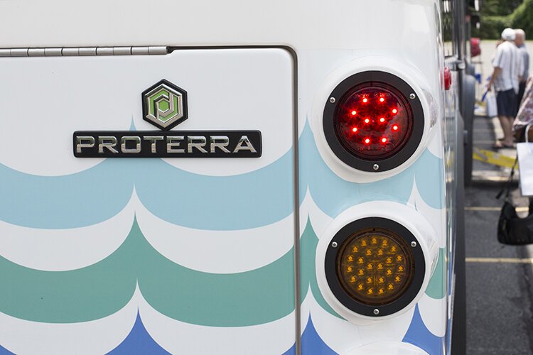 "I think that the improvements on noise pollution is going to be very noticeable," says Ken Becker, Regional Sales Director – Midwest of Proterra. "When you see one of these buses for the first time, it's going to look like the future and it's going to sound like the future — it's a whole other experience." (Photo: Liz Fredendall)