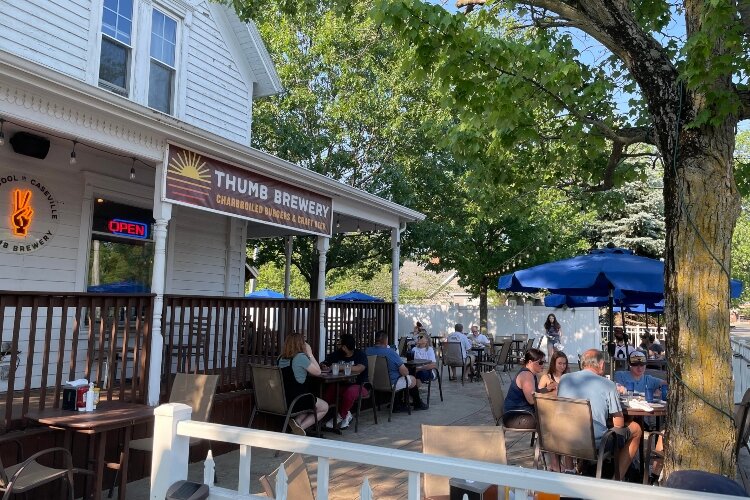 Hungry? Stop for an icy cold craft beer and a juicy burger at the Thumb Brewery in Caseville. The brewery is inside what was once an historic home. (Photo courtesy of Thumb Brewery.)