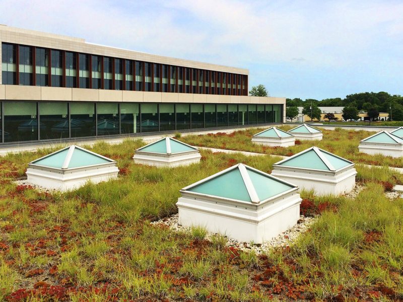 This green roof is an example of a green stormwater infrastructure at corporate headquarters of Johnson Controls, Inc. in Glendale, Wisconsin.