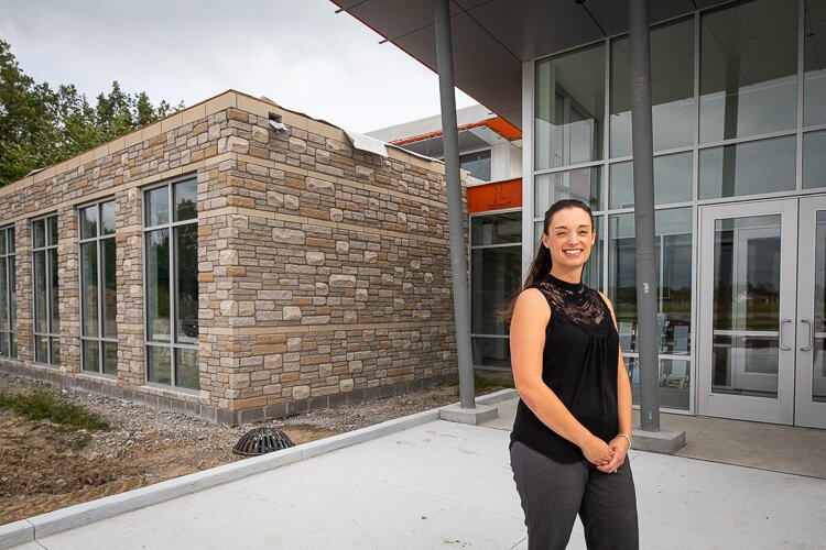 Marysville Deputy Treasurer Jessica LaFore stands outside the city's new building.