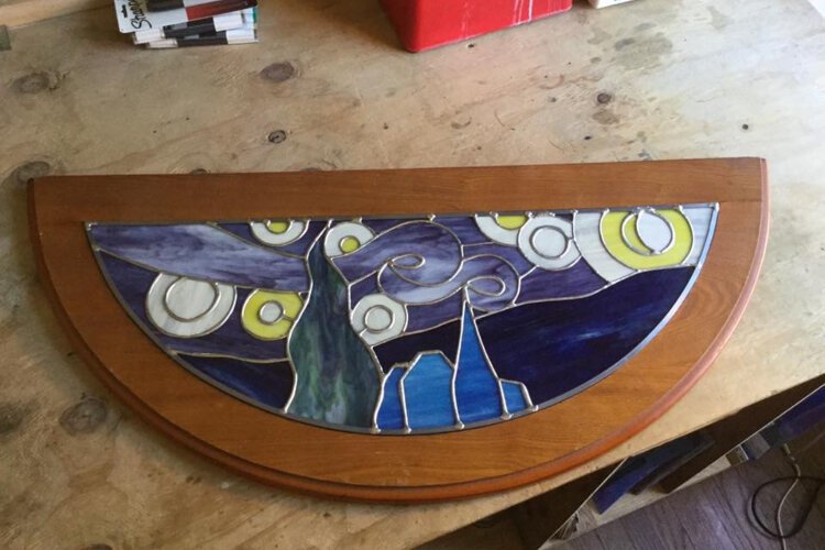 Working with stained glass is a relaxing hobby for Lee Hillis.