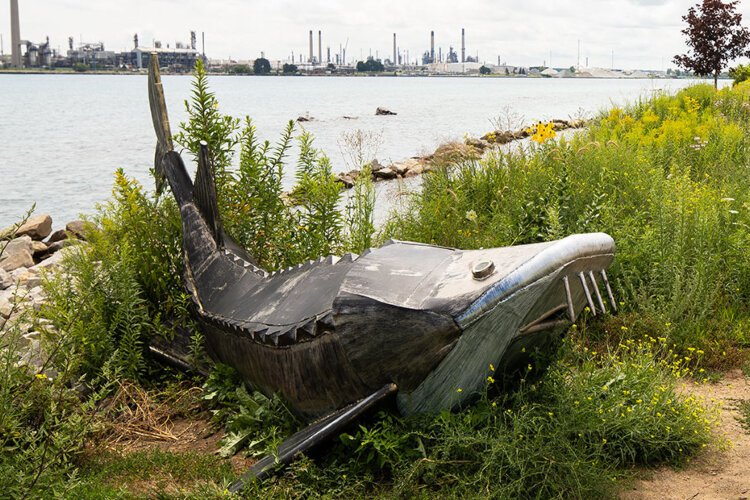 This fish isn't about to harm anyone walking the path in Port Huron.
