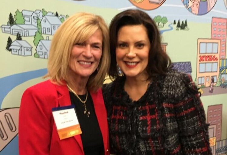 Port Huron Mayor Pauline Repp with Michigan Governor Gretchen Whitmer