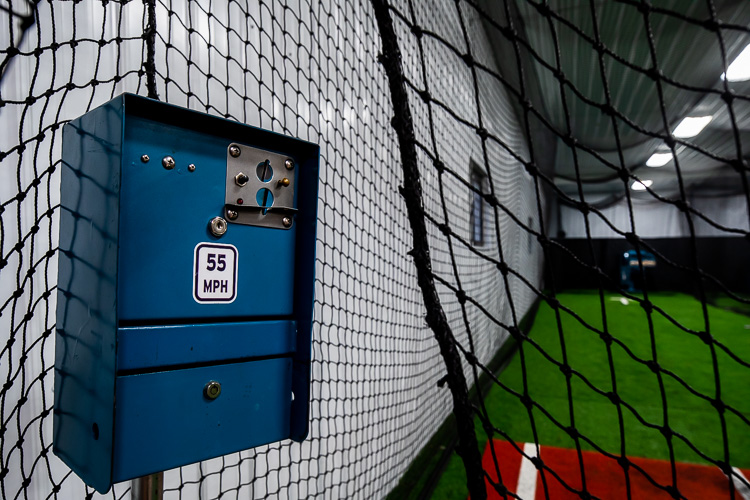 Outside the ball cage.