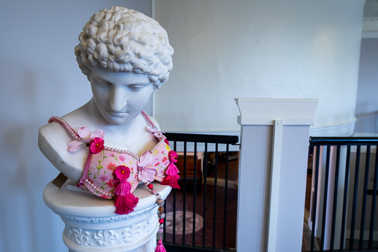 The display of bras at the Port Huron Museum supports Taking a Shot at Breast Cancer.
