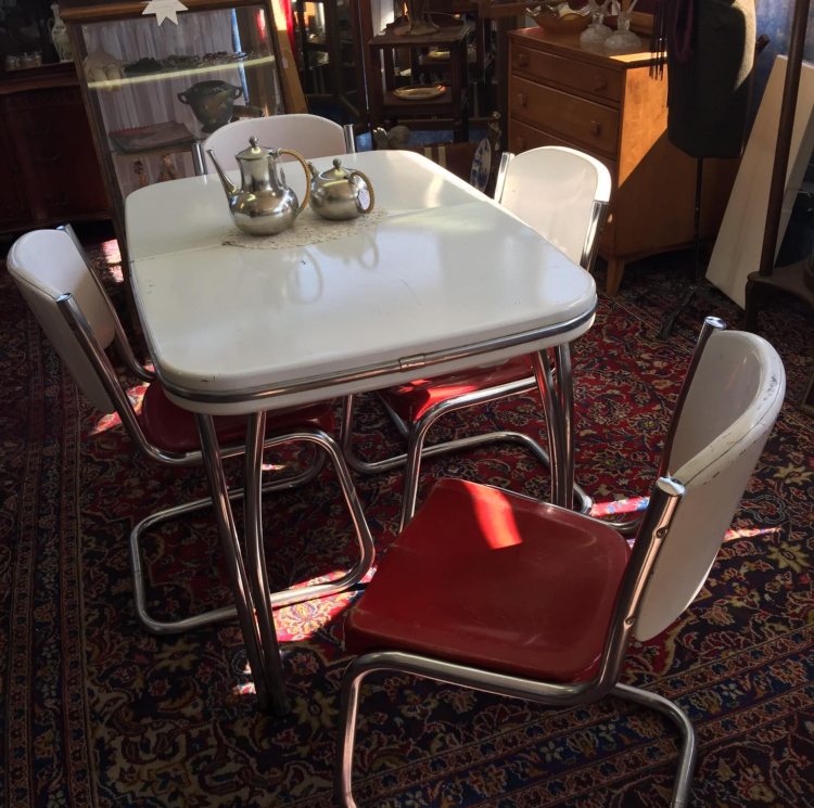 Looking to change up your dining space? Shops like Marine City Antique Mall offer dining sets like this.