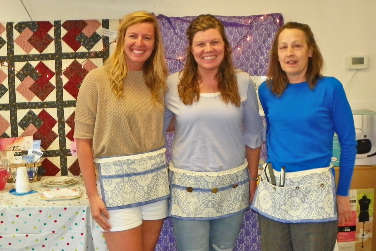 Sierra and Sheena from Indiana created an apron as part of their Airbnb Experience with Colleen Ruedisueli.