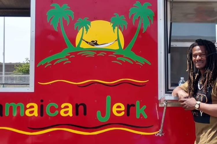 Mark Pack with his food truck, Jamaican Jerk.