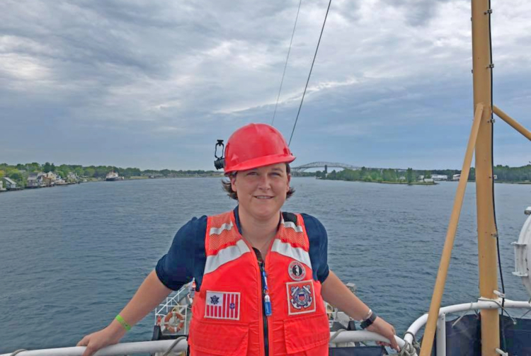 Margaret Aiken takes a ride on the water.