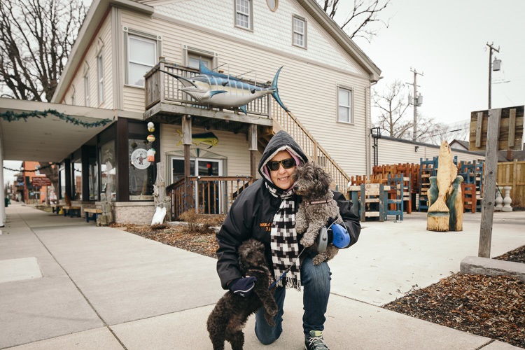 Penny Rose-Gray enjoys walking her dogs, Henry and Hankerton, in downtown Marine City./David Lewinski