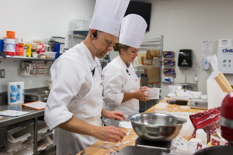 Culinary Institute Instructors Scott Twichell and Karlee Schulz demonstrate how to make a new dish. 