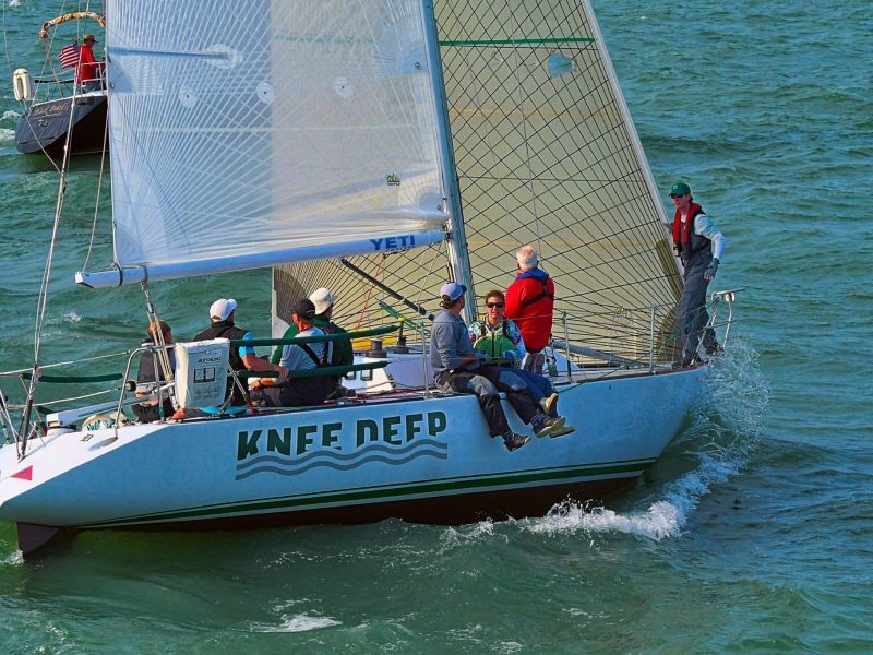 Evan Wilkins and crew aboard Knee Deep.
