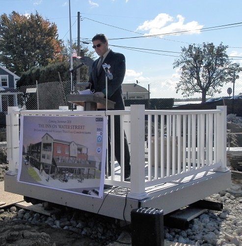 Marine City Mayor Ray Skotarczyk and other dignitaries spoke at the ceremony.