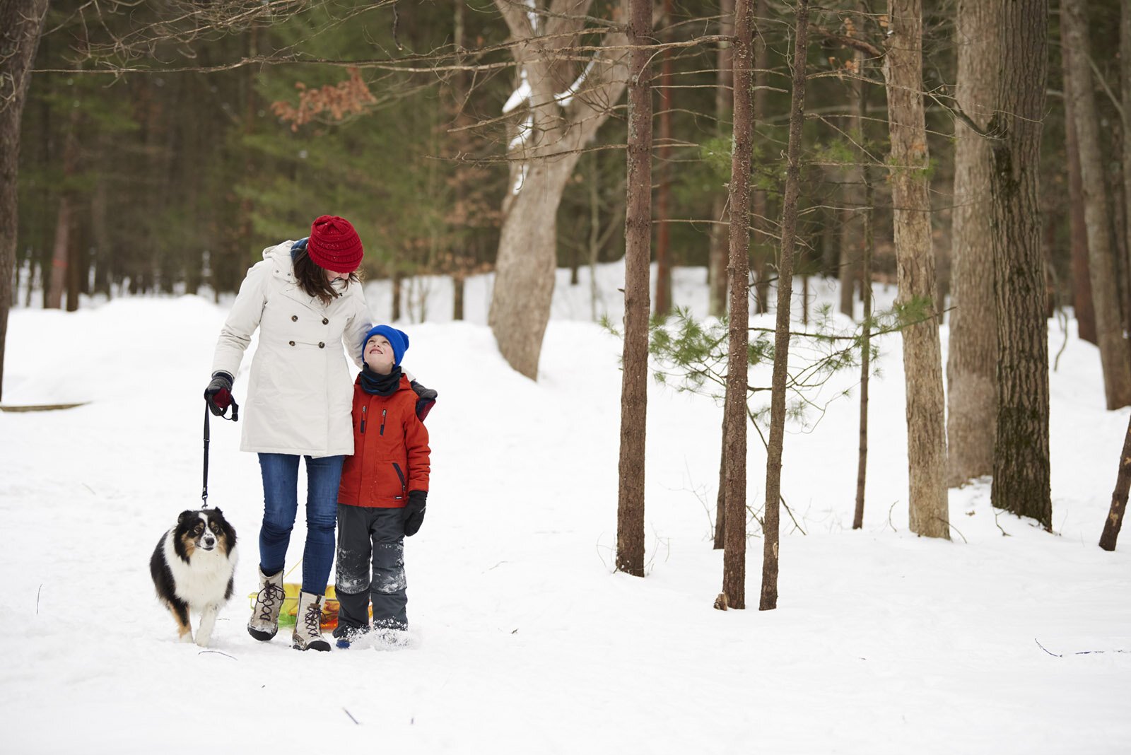 People enjoy a winter trail adventure in Muskegon.