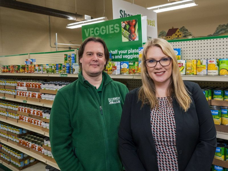 Jake Williams, Gleaners Community Food Bank nutrition education manager, and Bridget Brown, director for Gleaners' Food Secure Livingston program, at Shared Harvest Pantry in Howell.