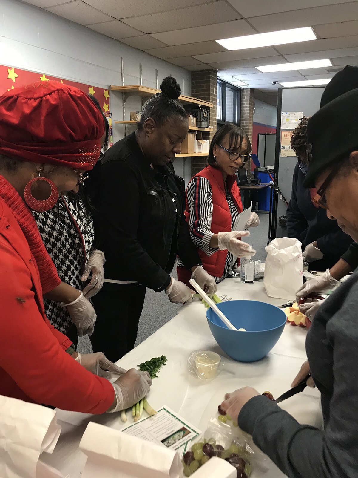 Participants enjoy a Learning Kitchen class for adults.