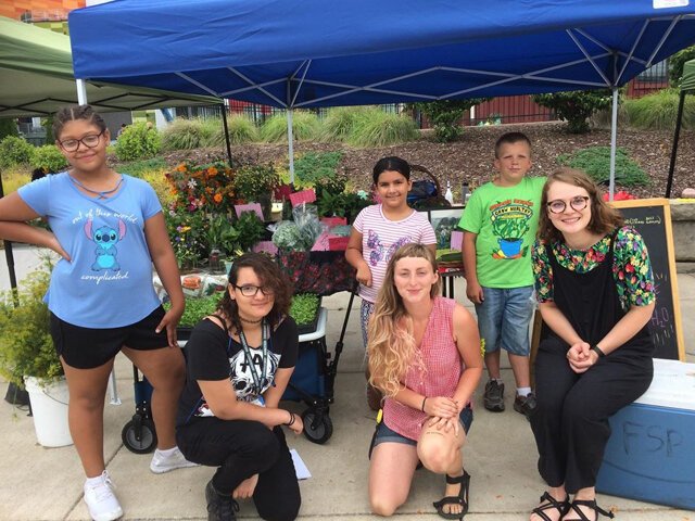 Riddle Elementary students at their school garden.