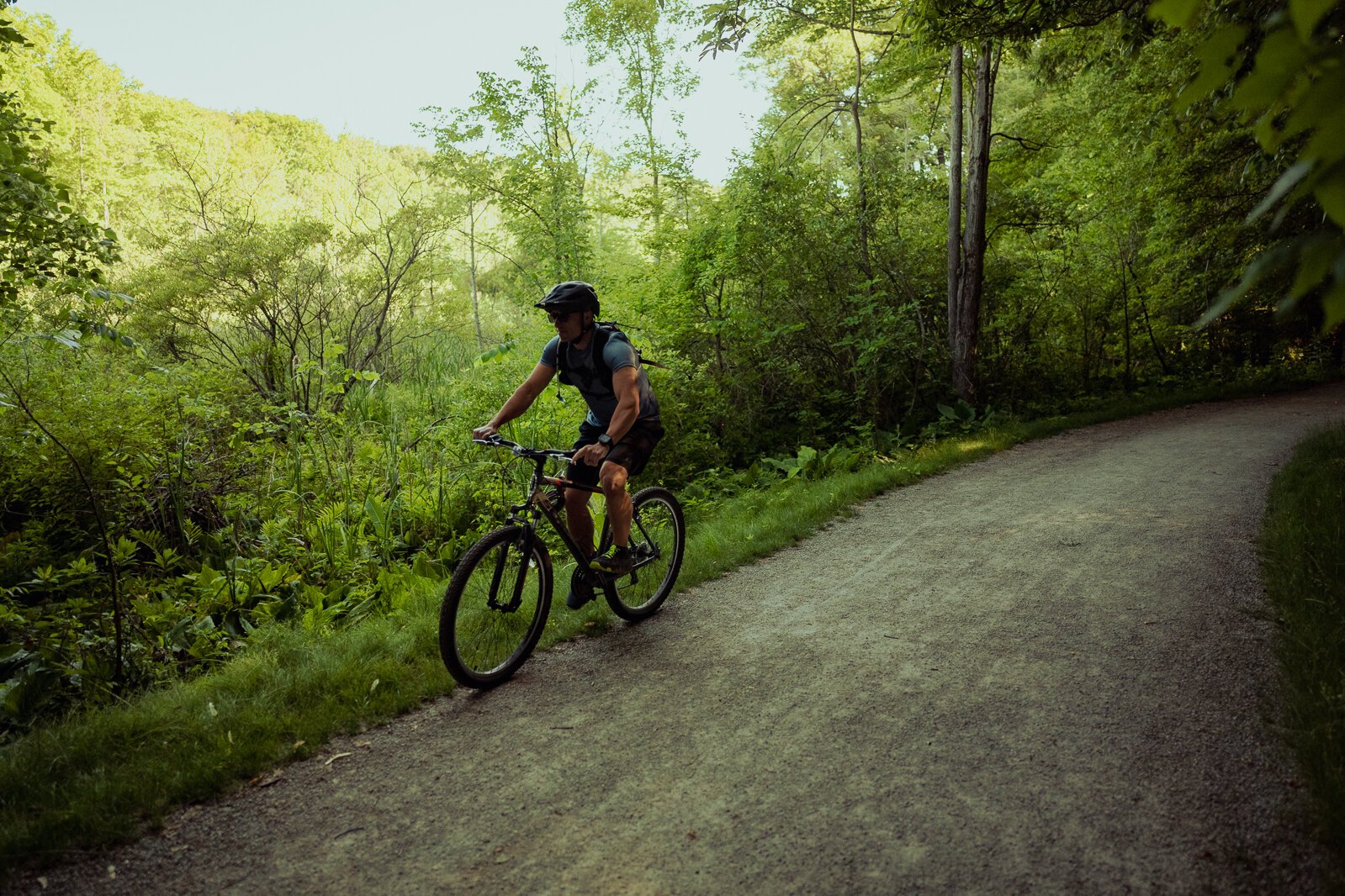A cyclist at Independence Oaks.