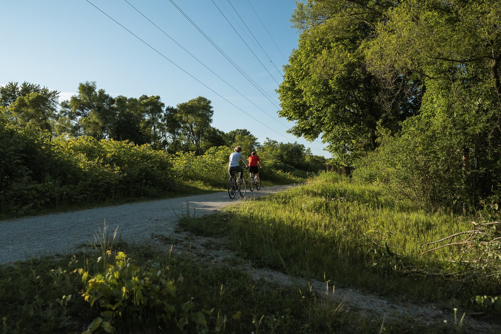 Cyclists on the Polly Ann Trail.