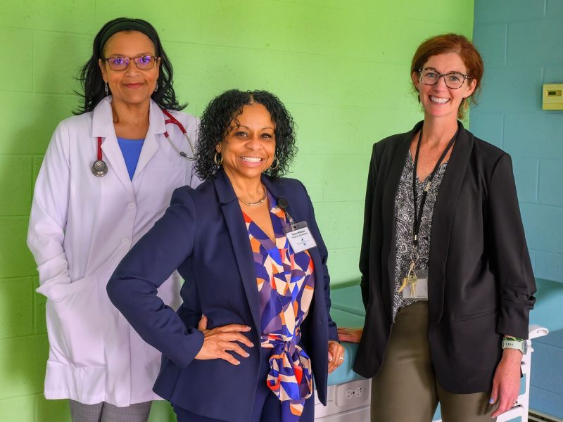 Patricia Tillman-Meakins, Tracey Williams, and Becca Fleming at Packard Health Clinic at West Willow.