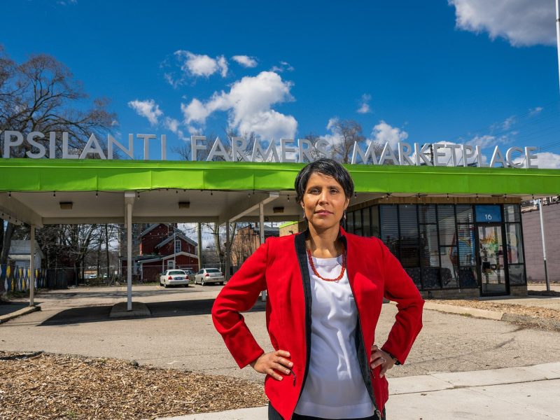 Diana Marin, Food Security Council member and supervising attorney with the Michigan Immigrant Rights Center, at the Ypsilanti Farmers Marketplace.