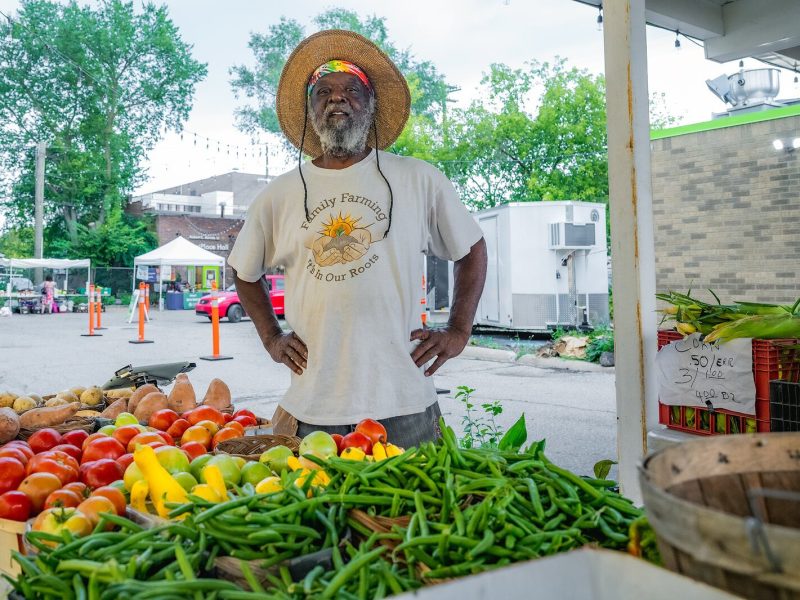 Norris Stephens of Good Medicine Farms at the Ypsilanti Farmers Market, where participants in Washtenaw County's Prescription for Health program can cash in "prescriptions" for fresh food.
