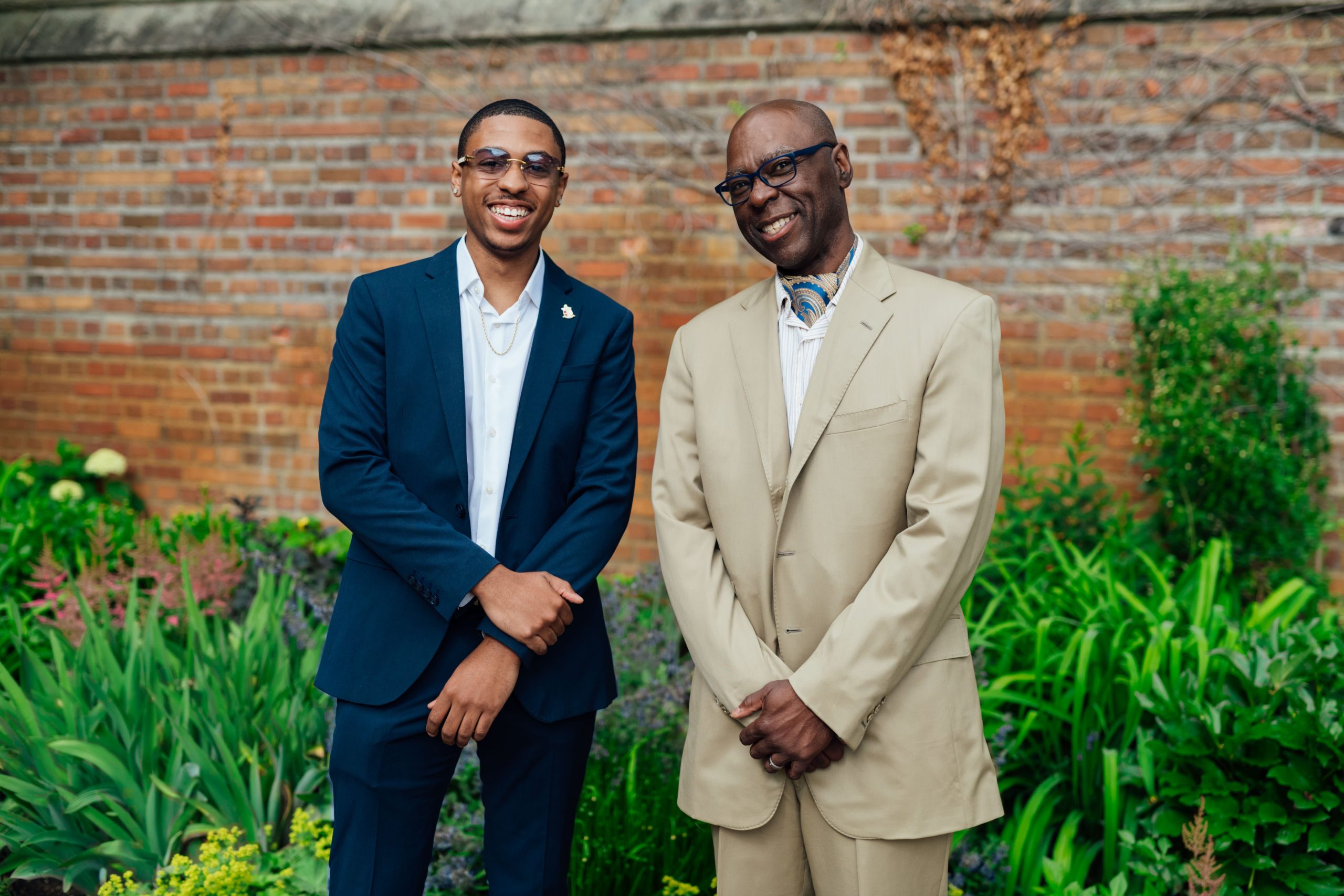 Deshawn Wafer and Bryan Howard, director of programs at Winning Futures. Howard served as Wafer's classroom facilitator at Harper Woods High School. Courtesy of Winning Futures.