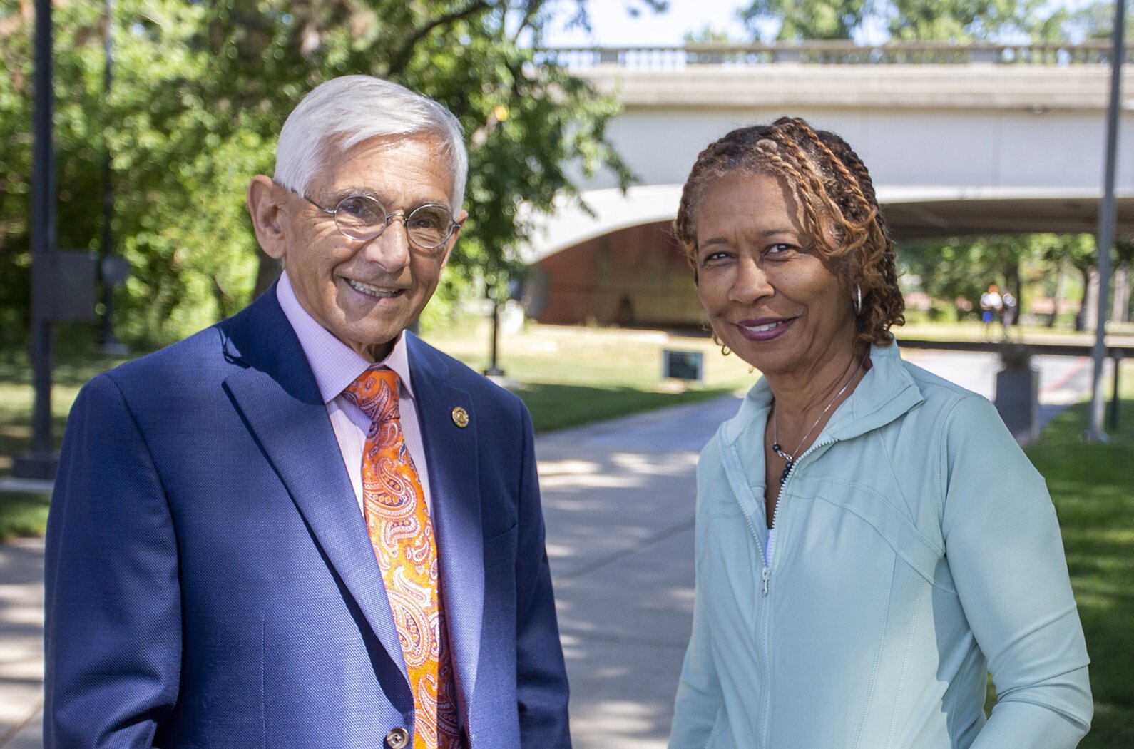 AARP Michigan volunteer Howard Pizzo and Paula Cunningham on the Lansing River Trail.