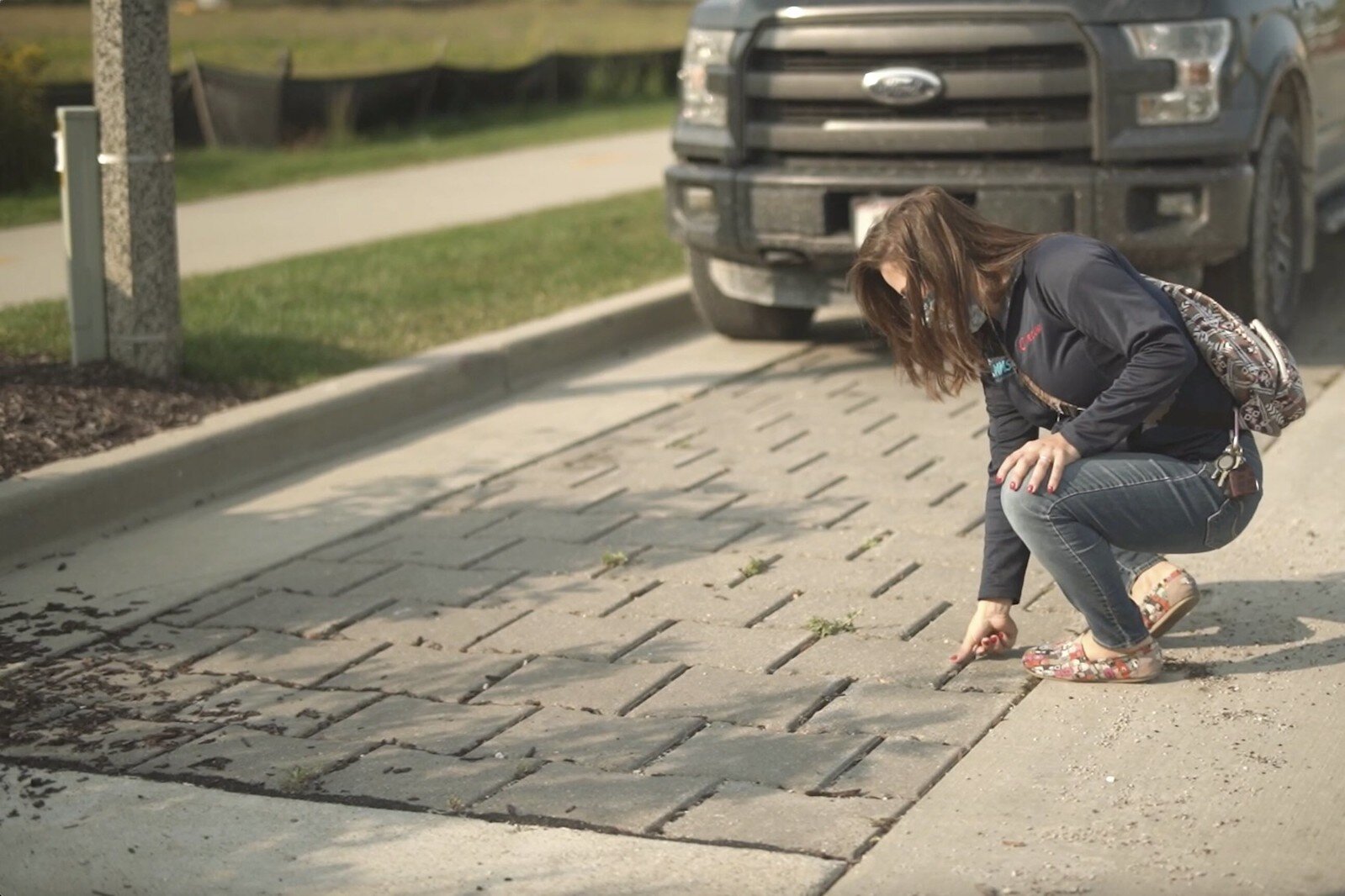 These pavers help capture water when it rains. Photo courtesy Michigan Sea Grant.