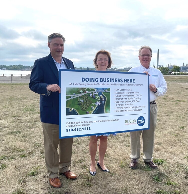Dan Casey, CEO of EDA of St. Clair County, Donna Niester, CEO of Acheson Ventures, and Edward Brooks, Board President of EDA of St. Clair County and President of Huron Automatic Screw Company (L to R)