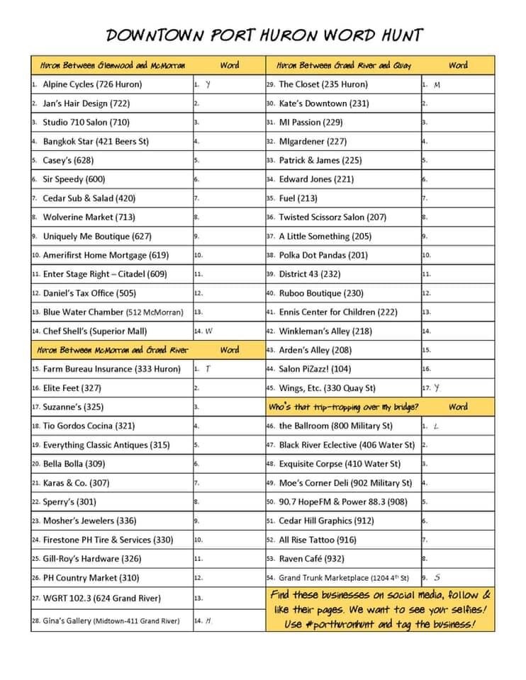 Fill out this form to enter the Downtown Photo Hunt