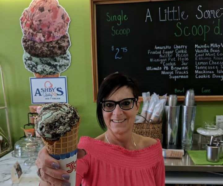 Kim Johnson serves up ice cream with a smile at A Little Something.