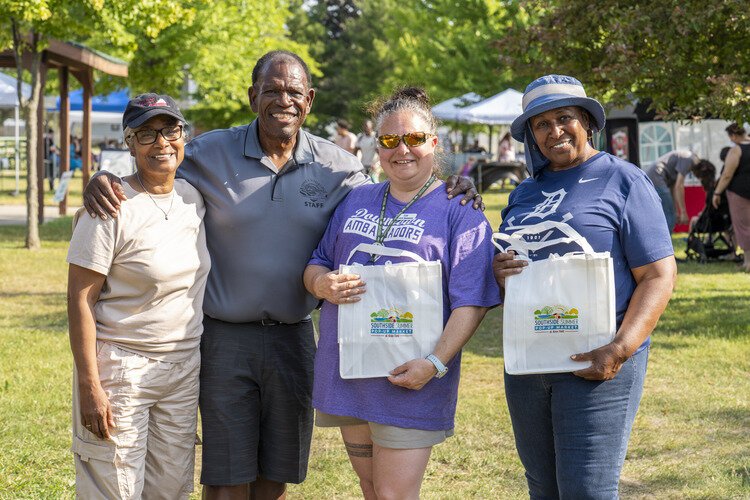 Left to Right: Port Huron Mayor Anita Ashford, Special Assistant to the City Manager Tony Pearson, Southside Summer Pop Up Market Manager Elizabeth Buckley, and NIA Vice Chair Mary Williams, enjoying the Southside Summer Pop-Up Market.